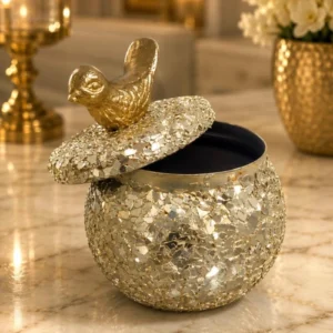 The Golden Songbird Mosaic Jar
