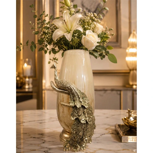 The Imperial Peacock Glass Vase